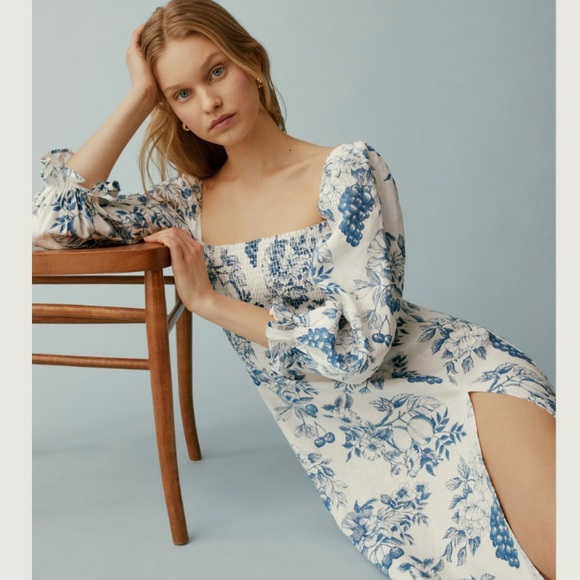 🌿|NWT| Reformation Gitane Linen Dress in Corsica - Picture 3 of 15